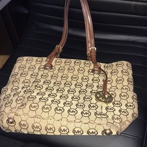 Michael kors tan beige gold brown tote